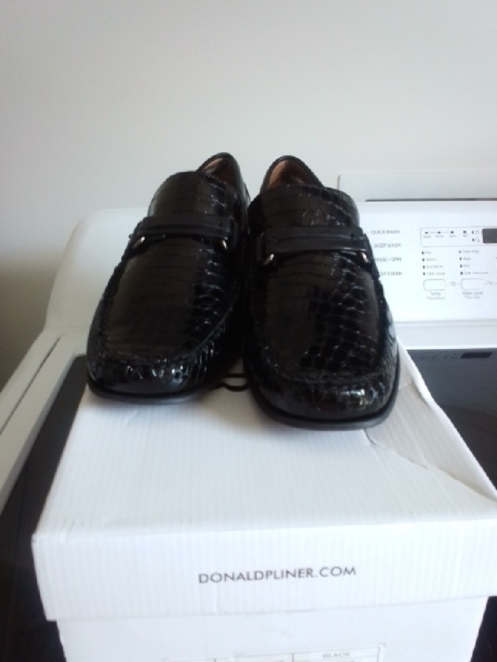 Donald J. Pliner Black Croc-Embossed Leather Loafers for Men